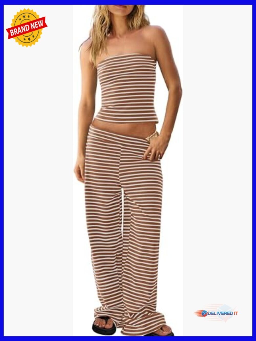 Strapless Tube Top Wide Leg Pants Matching Set